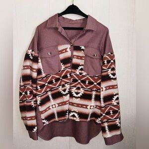 Tribal Patterned Button-Up Shirt
